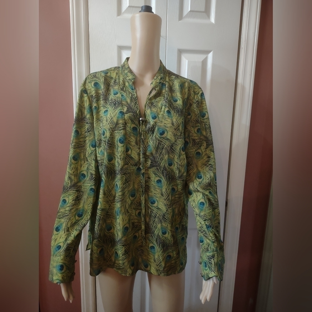 The Limited women's size xl peacock long sleeve blouse shirt top